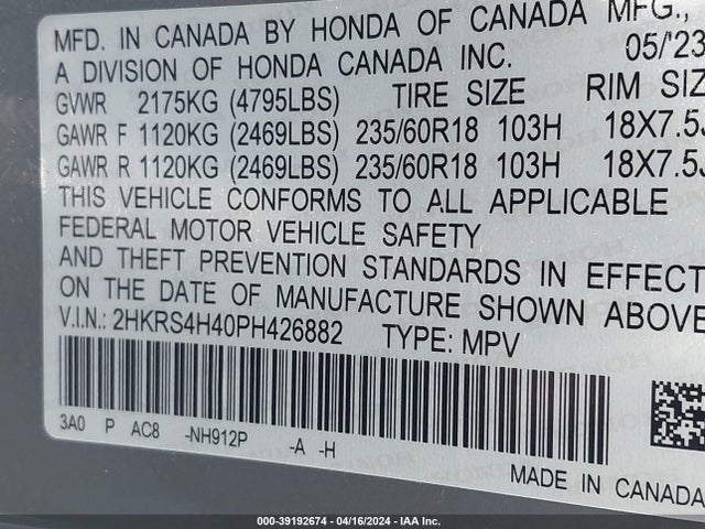 Honda Cr-v Ex Awd 2023 2HKRS4H40PH426882 Image 9