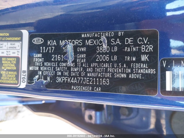 KIA FORTE LX 2018 3KPFK4A77JE211163 Image 9