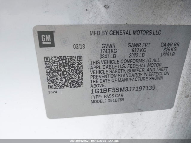 Chevrolet Cruze Lt Auto 2018 1G1BE5SM3J7197139 Image 9