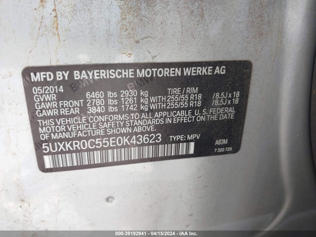 BMW X5 Xdrive35i 2014 5UXKR0C55E0K43623 Image 9