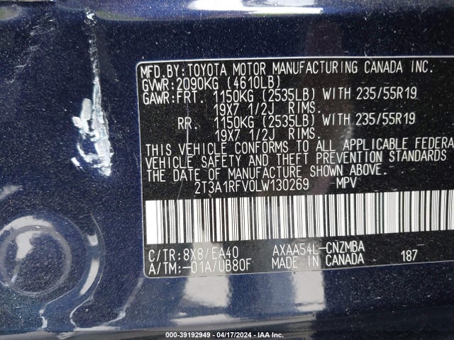 Toyota Rav4 Xle Premium 2020 2T3A1RFV0LW130269 Image 9