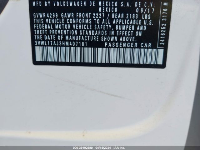 3VWL17AJ3HM407181 Volkswagen Jetta 1.8t Sel/1.8t Sel Premium