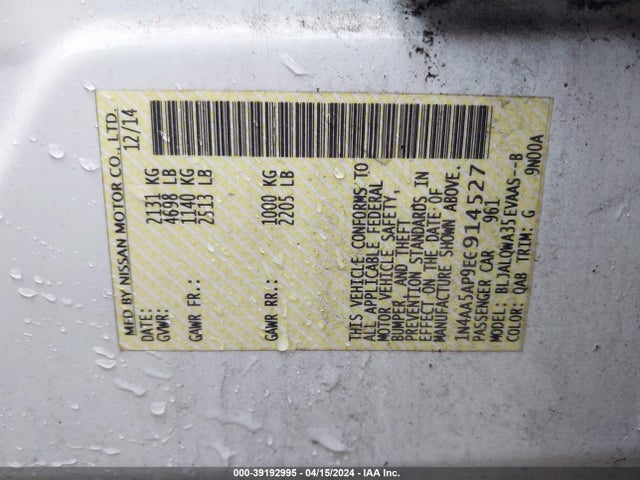 Nissan Maxima 3.5 S 2014 1N4AA5AP9EC914527 Image 9