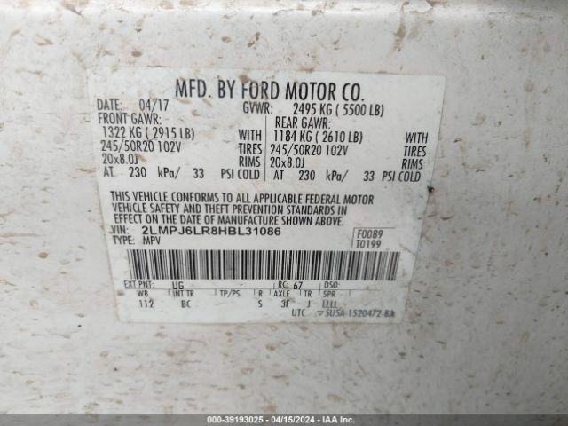 2LMPJ6LR8HBL31086 Lincoln Mkx Reserve