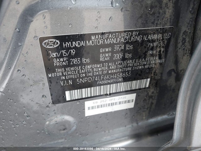 Hyundai ELANTRA SE 2019 5NPD74LF6KH458653 Image 9