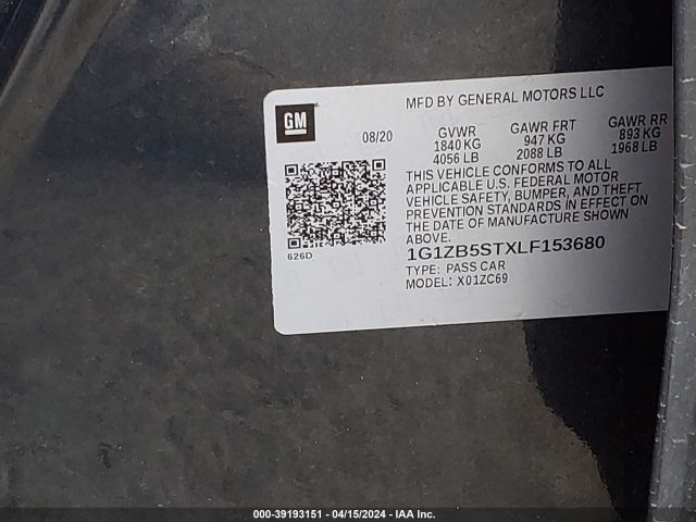 1G1ZB5STXLF153680 Chevrolet Malibu Fwd Ls