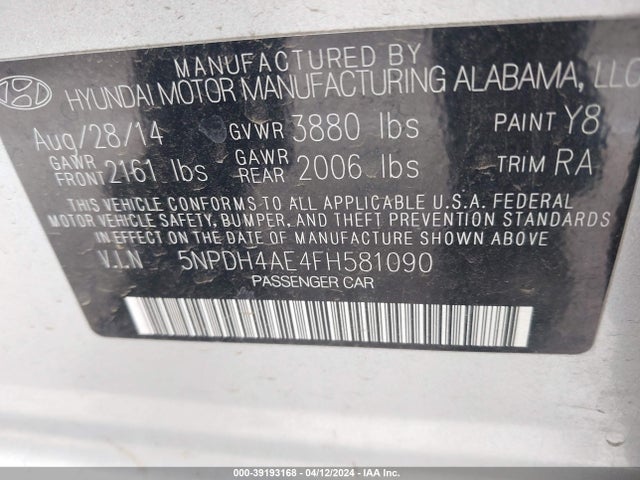 Hyundai ELANTRA SE 2015 5NPDH4AE4FH581090 Image 9