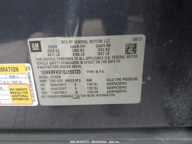 Chevrolet Traverse Ls 2014 1GNKRFKD1EJ159720 Image 9