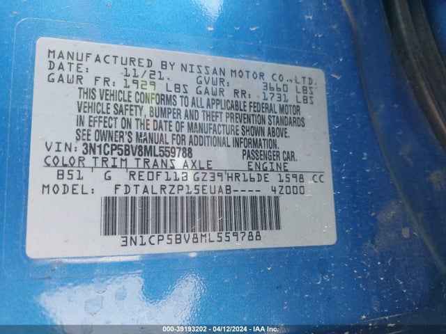 Nissan Kicks S Xtronic Cvt 2021 3N1CP5BV8ML559788 Image 9