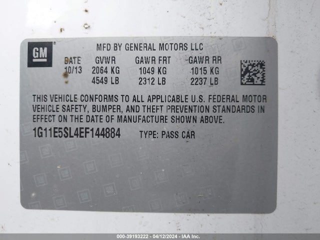 Chevrolet MALIBU 2LT 2014 1G11E5SL4EF144884 Image 9