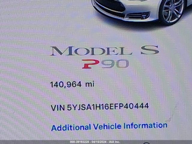 5YJSA1H16EFP40444 Tesla Model S P85