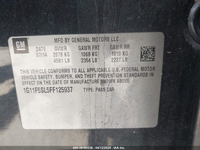 1G11F5SL5FF125937 Chevrolet Malibu 1lz