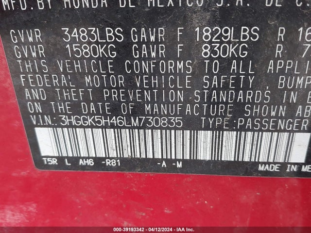 Honda FIT LX 2020 3HGGK5H46LM730835 Image 9