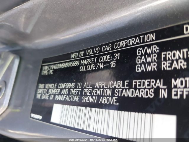 LYV402HM9HB145699 Volvo S60 Inscription T5 Platinum