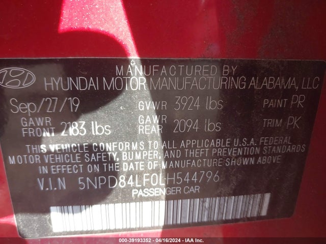 Hyundai Elantra Value Edition 2020 5NPD84LF0LH544796 Image 9