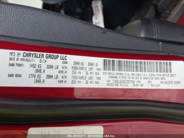 1C4RDJDG2EC557720 Dodge DURANGO LIMITED