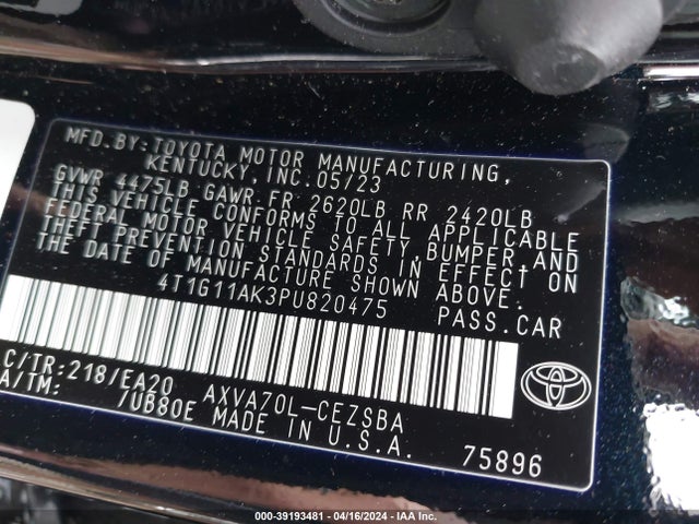 Toyota CAMRY SE 2023 4T1G11AK3PU820475 Image 9