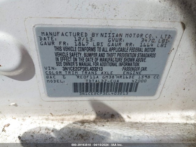 Nissan Versa Note Sv 2014 3N1CE2CP3EL403213 Image 9