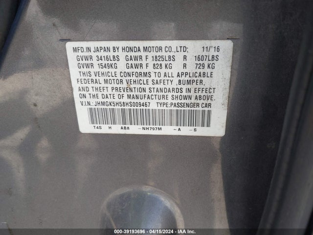 Honda FIT LX 2017 JHMGK5H58HS009467 Image 9
