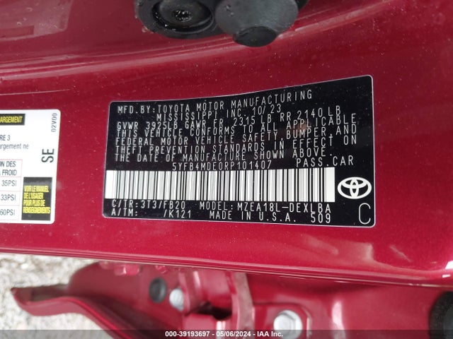 Toyota COROLLA LE 2024 5YFB4MDE0RP101407 Image 9