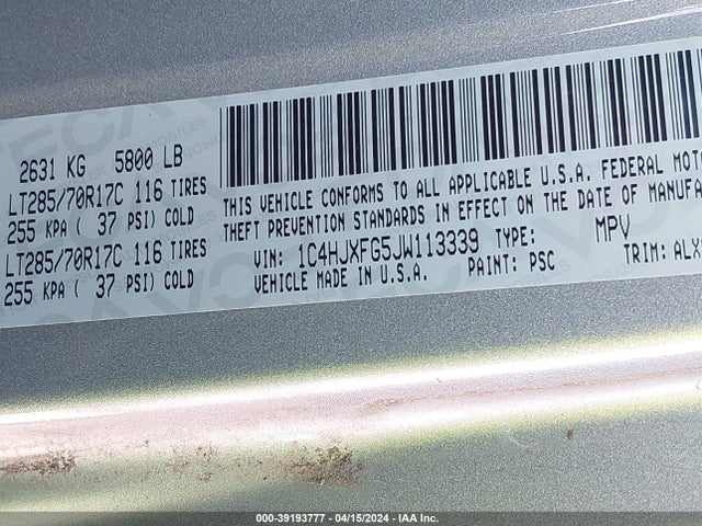 1C4HJXFG5JW113339 Jeep Wrangler Unlimited Rubicon 4x4