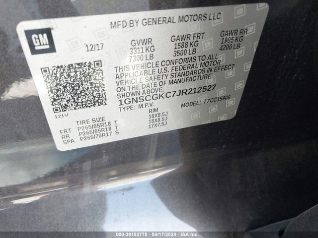 Chevrolet Suburban Ls 2018 1GNSCGKC7JR212527 Image 9