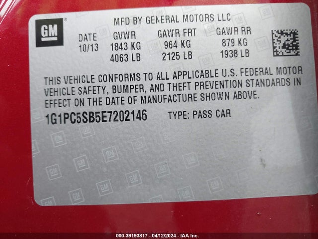 Chevrolet Cruze 1lt Auto 2014 1G1PC5SB5E7202146 Image 9