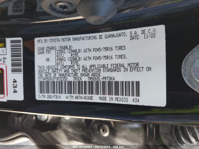 Toyota Tacoma Sr 2023 3TYAX5GN1PT072352 Image 9