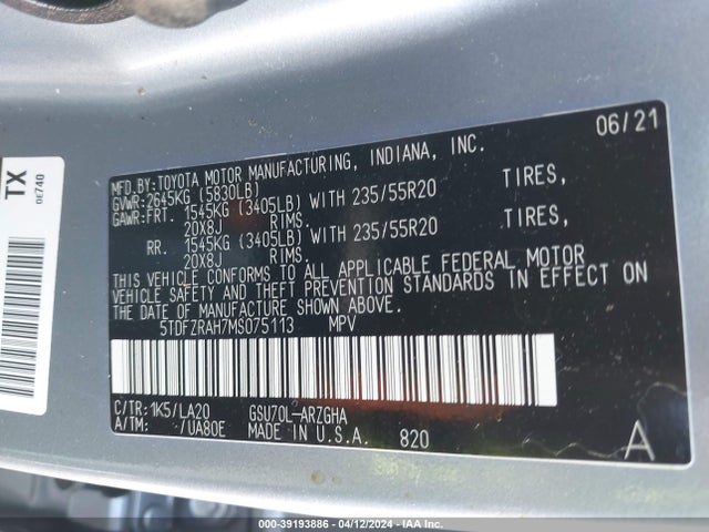Toyota Highlander Platinum 2021 5TDFZRAH7MS075113 Image 9