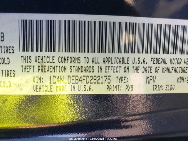 1C4NJDEB4FD292175 Jeep Compass High Altitude Edition
