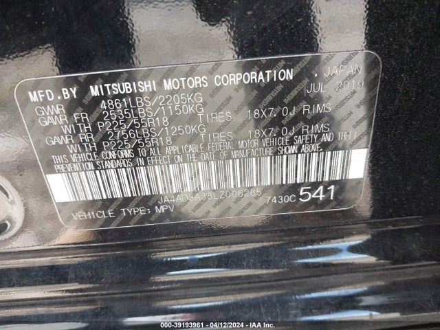 Mitsubishi Outlander Se 2.4 2020 JA4AD3A38LZ006285 Image 9