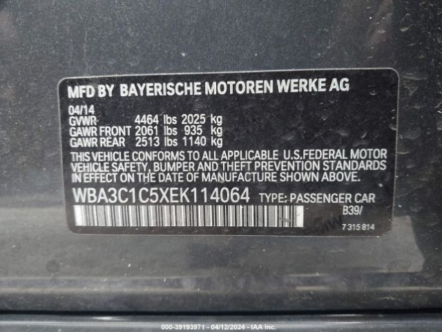 WBA3C1C5XEK114064 BMW 328I