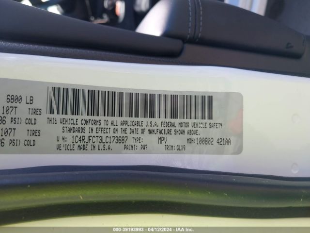 2020 JEEP GRAND CHEROKEE 1C4RJFCT3LC173687 Photo 8