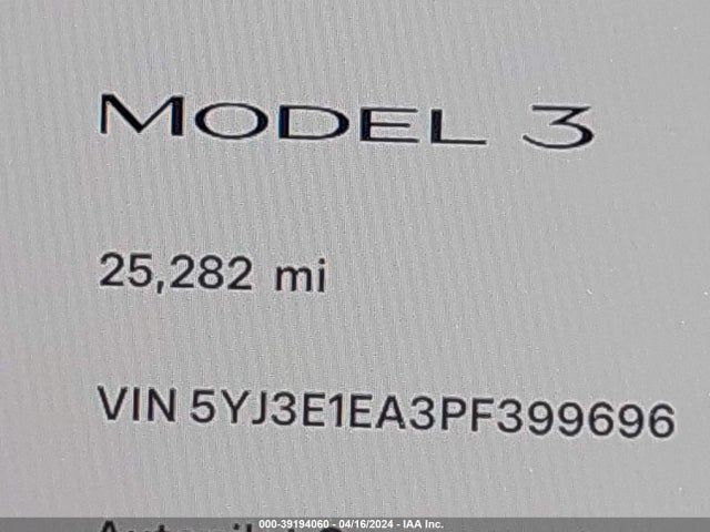 Tesla Model 3 Rear-wheel Drive 2023 5YJ3E1EA3PF399696 Image 15