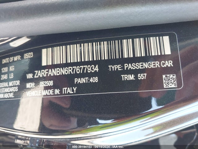 ZARFANBN6R7677934 Alfa Romeo Giulia Veloce Awd