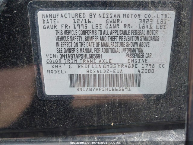 Nissan SENTRA SV 2017 3N1AB7AP5HL665691 Image 9