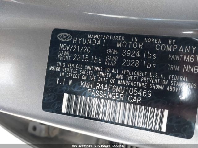 KMHLR4AF6MU105469 Hyundai Elantra N Line
