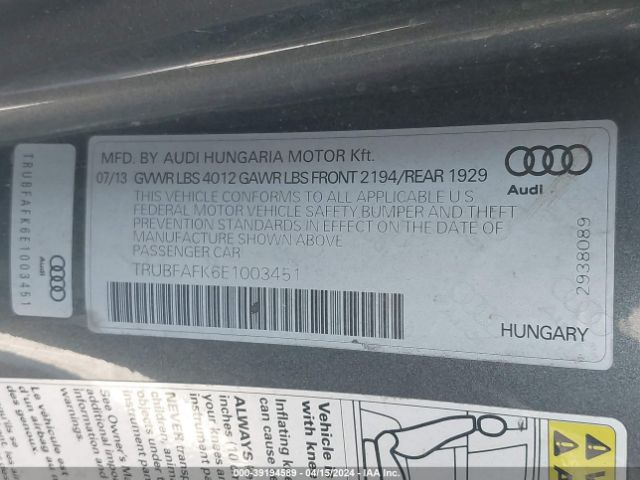 TRUBFAFK6E1003451 Audi Tt 2.0t