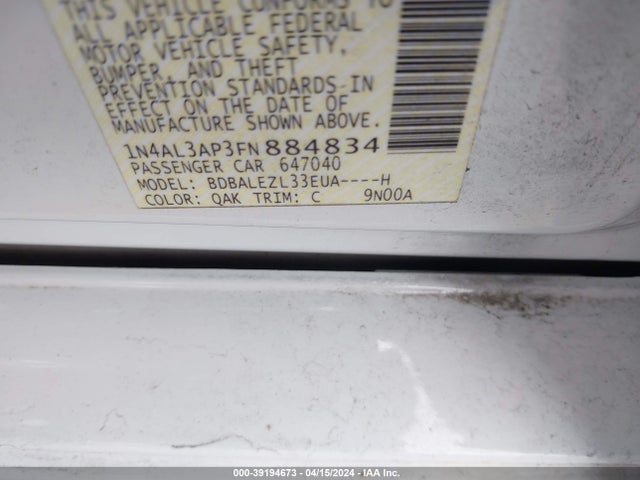 Nissan Altima 2.5 S 2015 1N4AL3AP3FN884834 Image 9