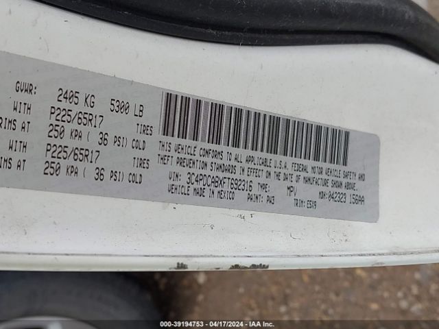 3C4PDCABXFT692316 Dodge Journey American Value Pkg