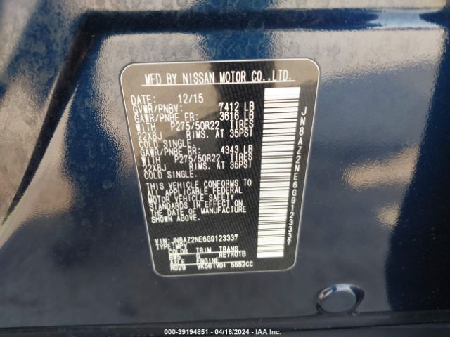 JN8AZ2NE6G9123337 Infiniti QX80
