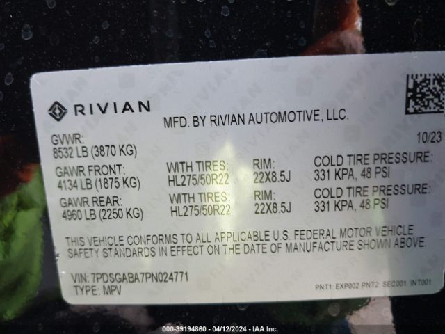 7PDSGABA7PN024771 Rivian R1s Adventure