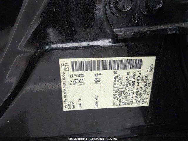 Nissan Maxima 3.5 S 2014 1N4AA5AP6EC449964 Image 9