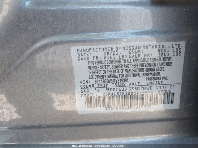 Nissan Sentra Sr Xtronic Cvt 2021 3N1AB8DV5MY319394 Image 9