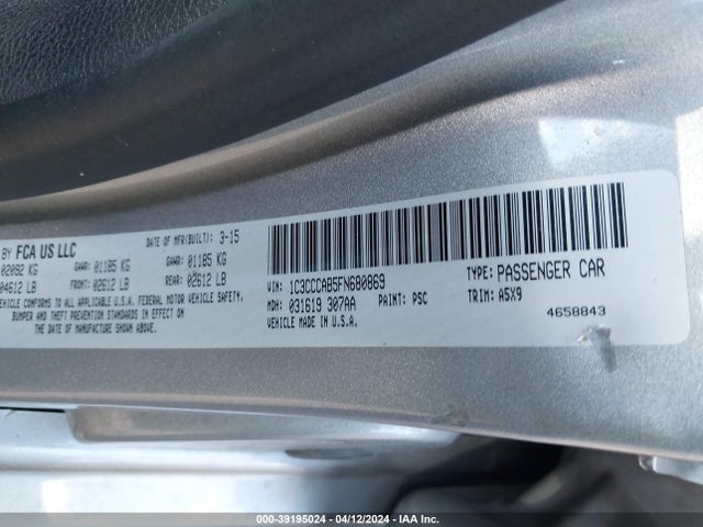 Chrysler 200 Limited 2015 1C3CCCAB5FN680869 Image 9