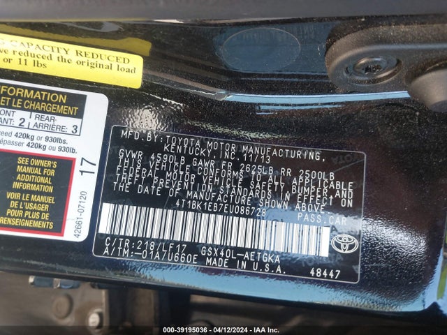 Toyota Avalon Xle Premium 2014 4T1BK1EB7EU086728 Image 9