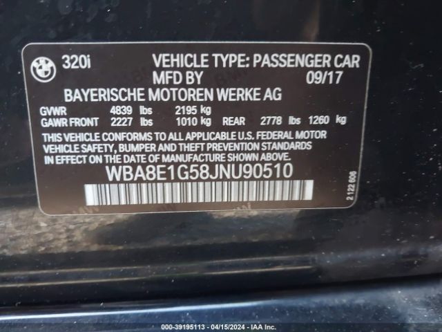 WBA8E1G58JNU90510 BMW 320i