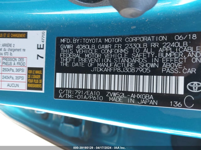 Toyota Prius Prime Premium 2018 JTDKARFP8J3087905 Image 9