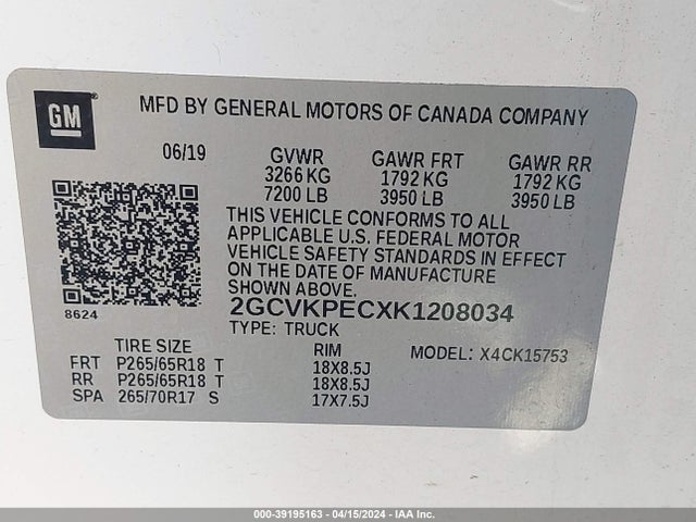 Chevrolet Silverado 1500 Ld Lt 2019 2GCVKPECXK1208034 Image 9