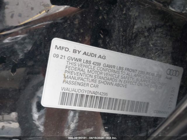 WAUAUDGY0NA014295 Audi A3 Premium 40 Tfsi Front-wheel Drive S Tronic